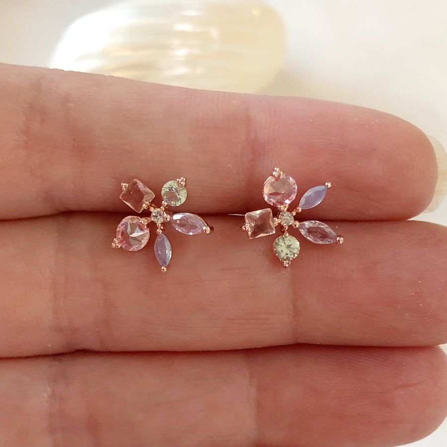 Tiny Flower CZ Earrings