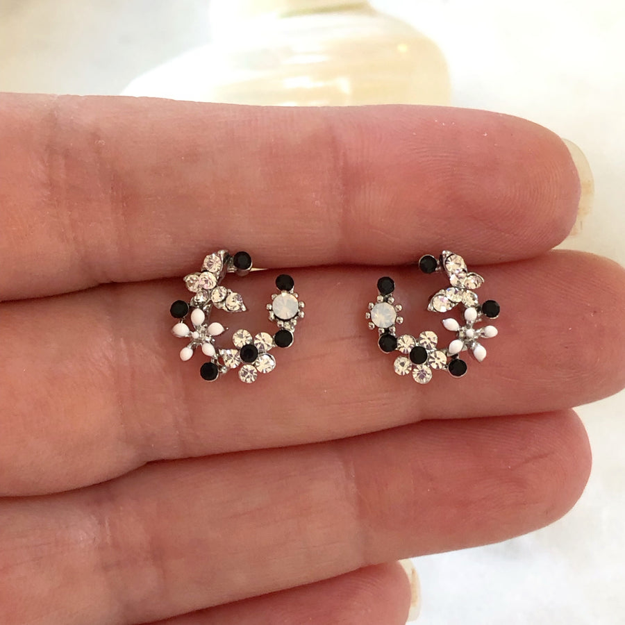 Tiny Black & White Stud Earrings