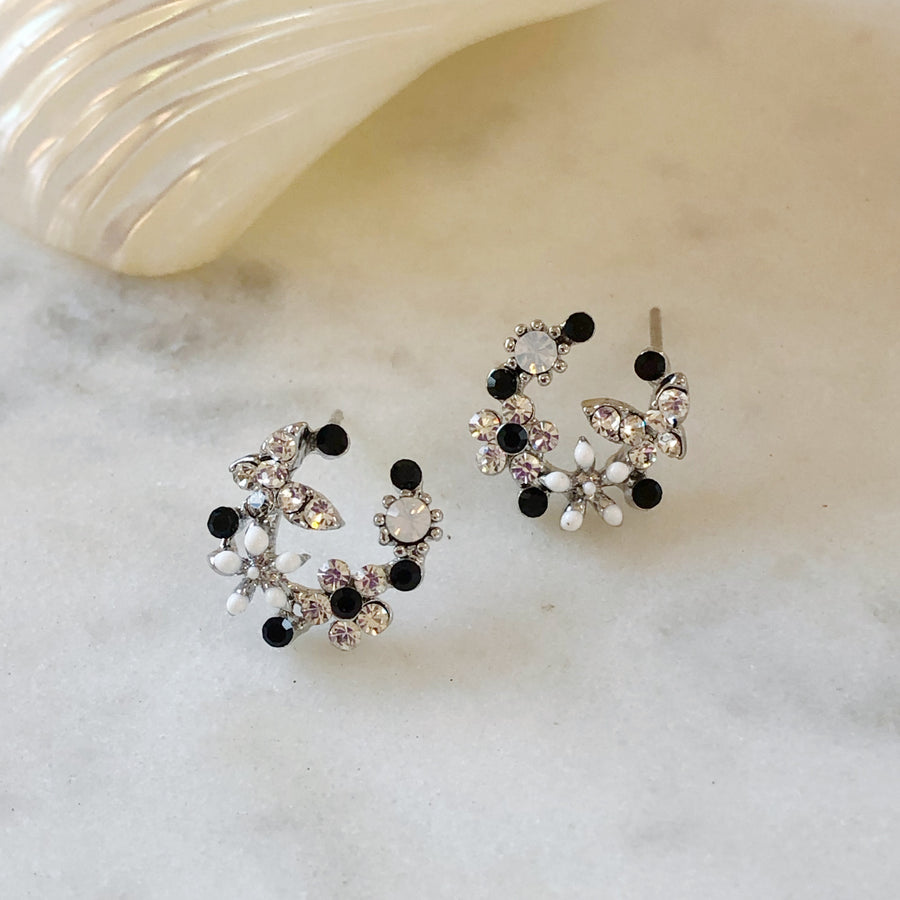 Tiny Black & White Stud Earrings
