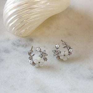 Tiny Silver Wreath Earrings