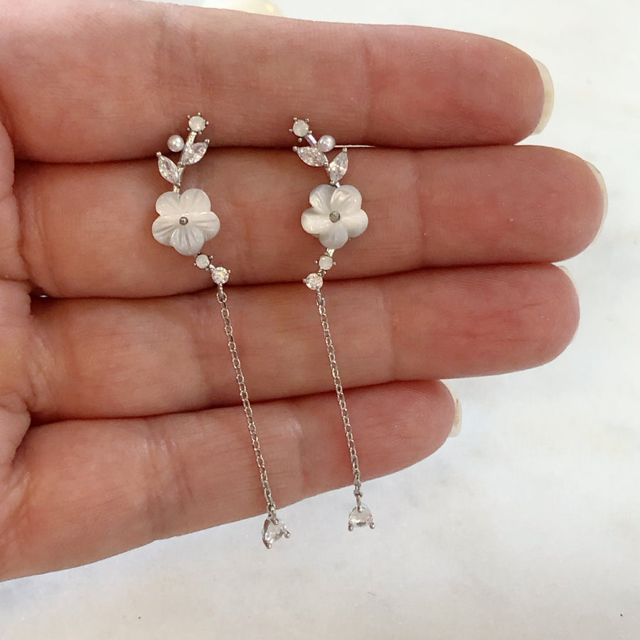 Long Shell Flower Earrings