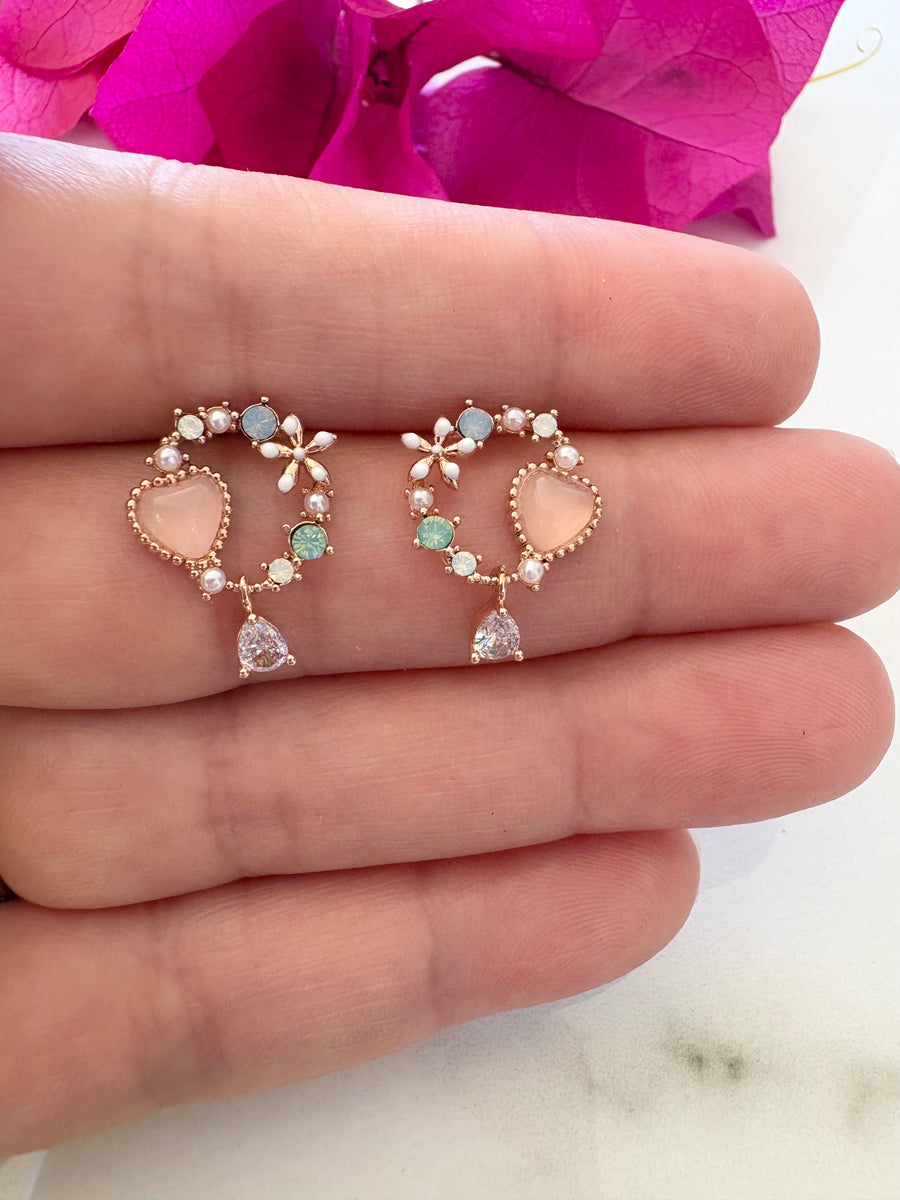 Tiny Peach Wreath Earrings