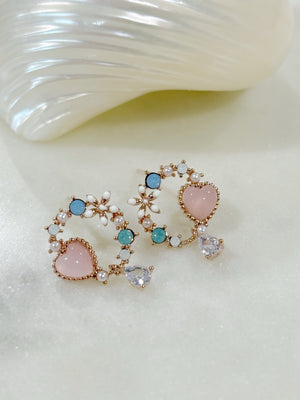 Tiny Peach Wreath Earrings