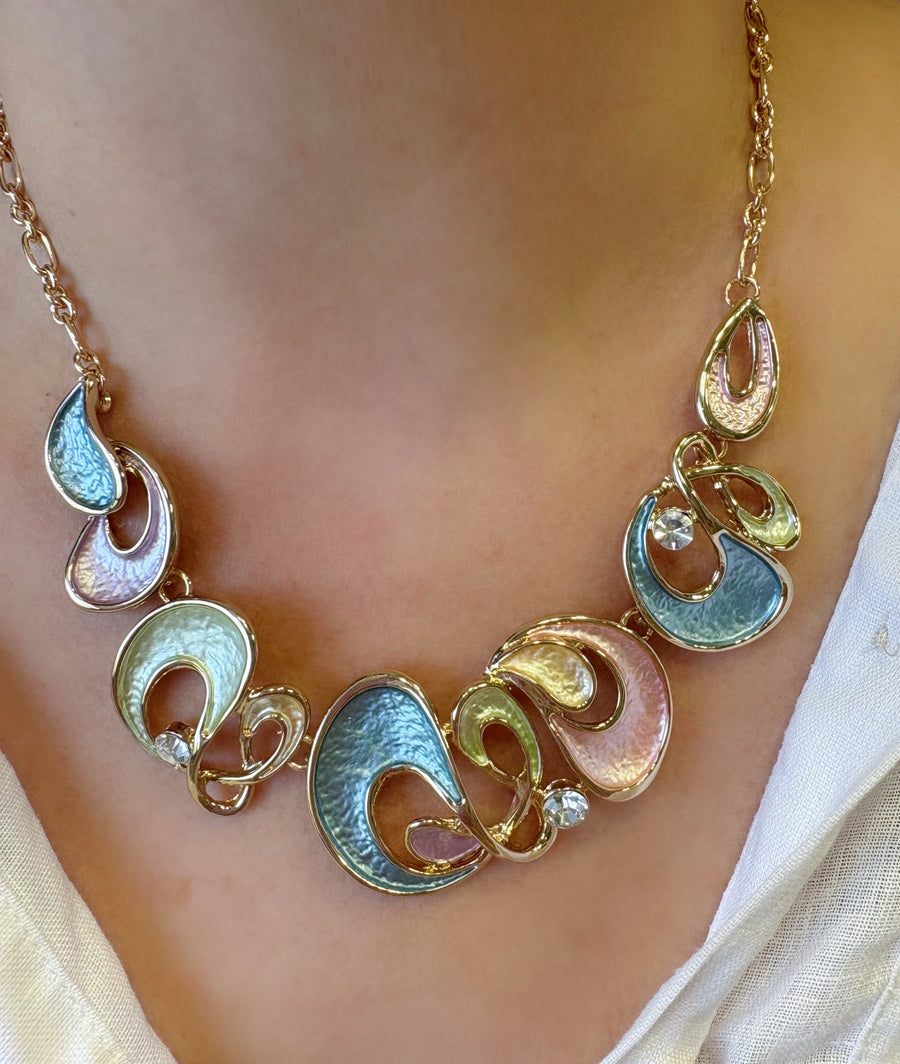 Pastel Gold Enamel Necklace