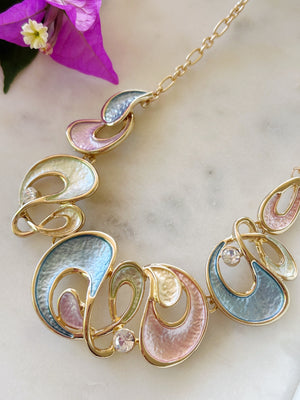 Pastel Gold Enamel Necklace