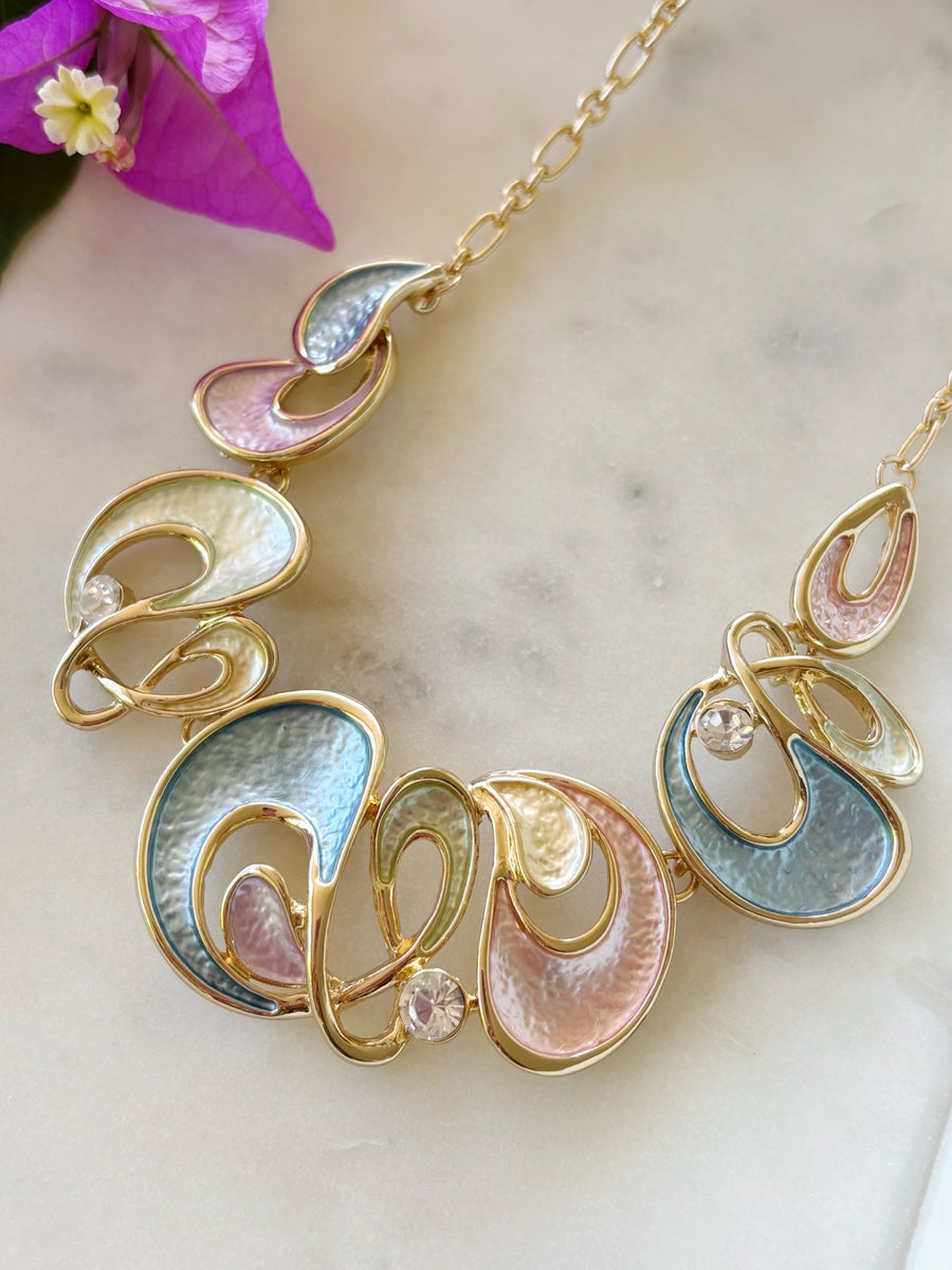 Pastel Gold Enamel Necklace