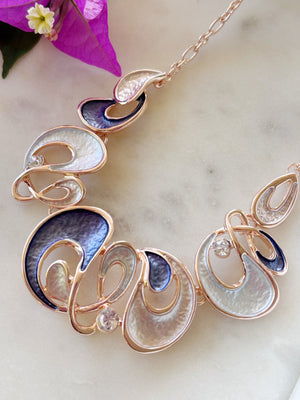 Rose Gold Purple Enamel Necklace