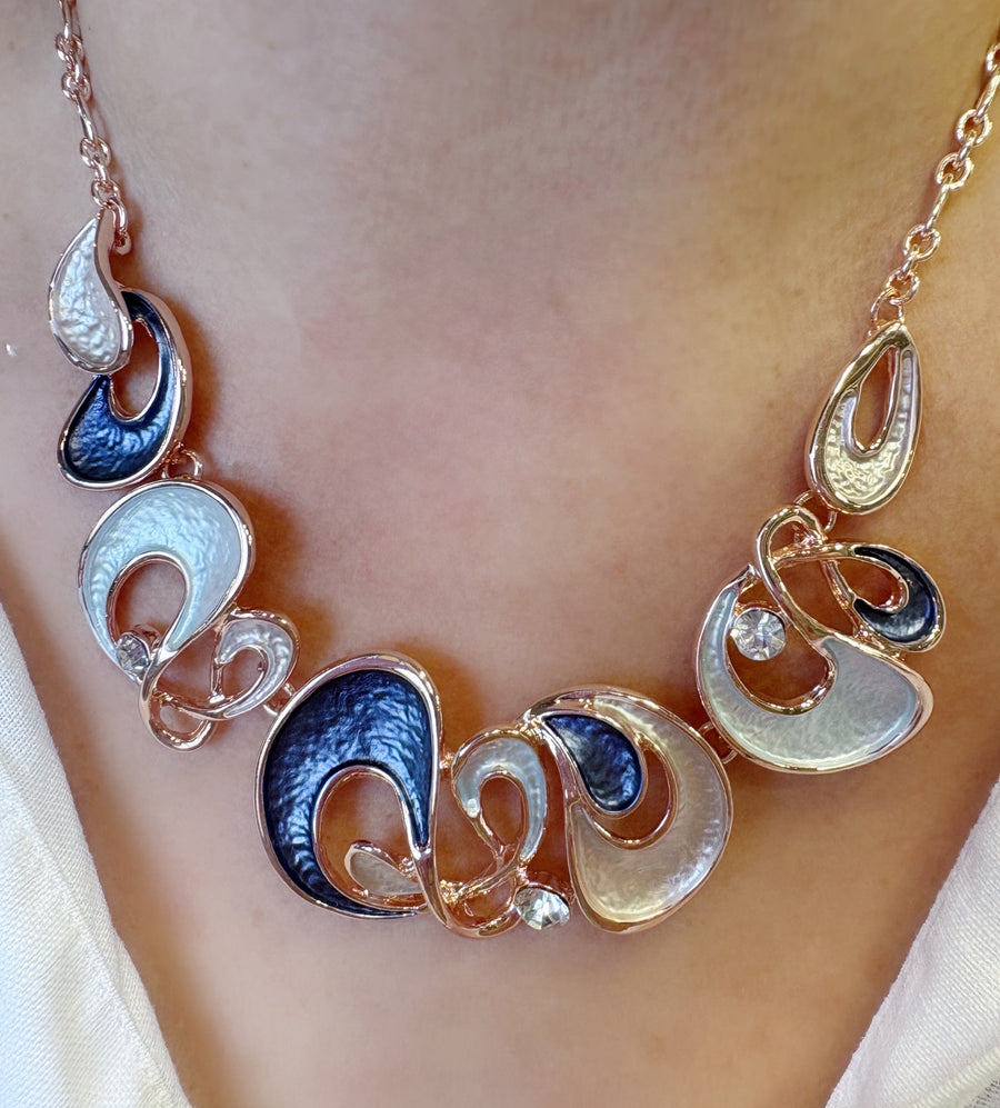 Rose Gold Purple Enamel Necklace