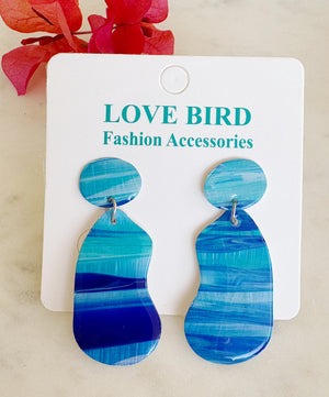 Blue Resin Drop Earrings