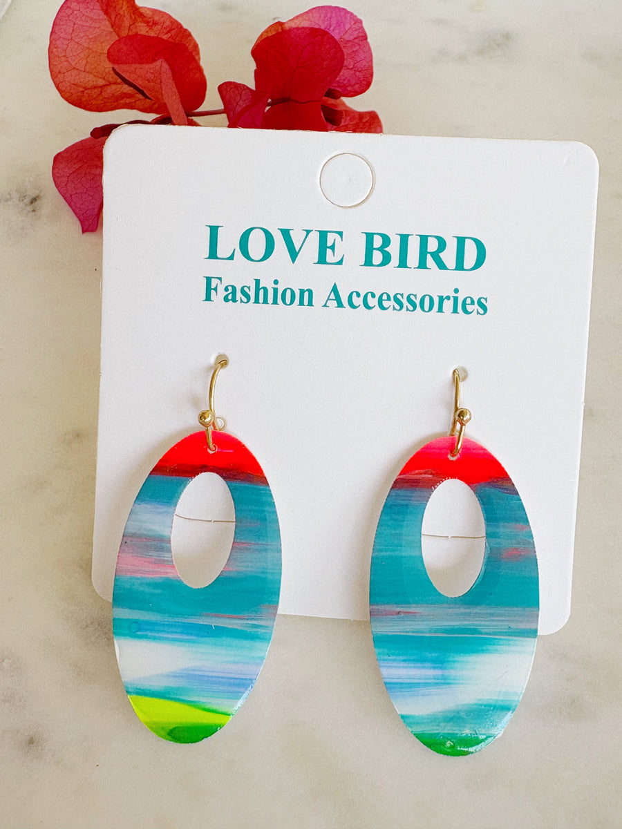Multi Oval Resin Earrings