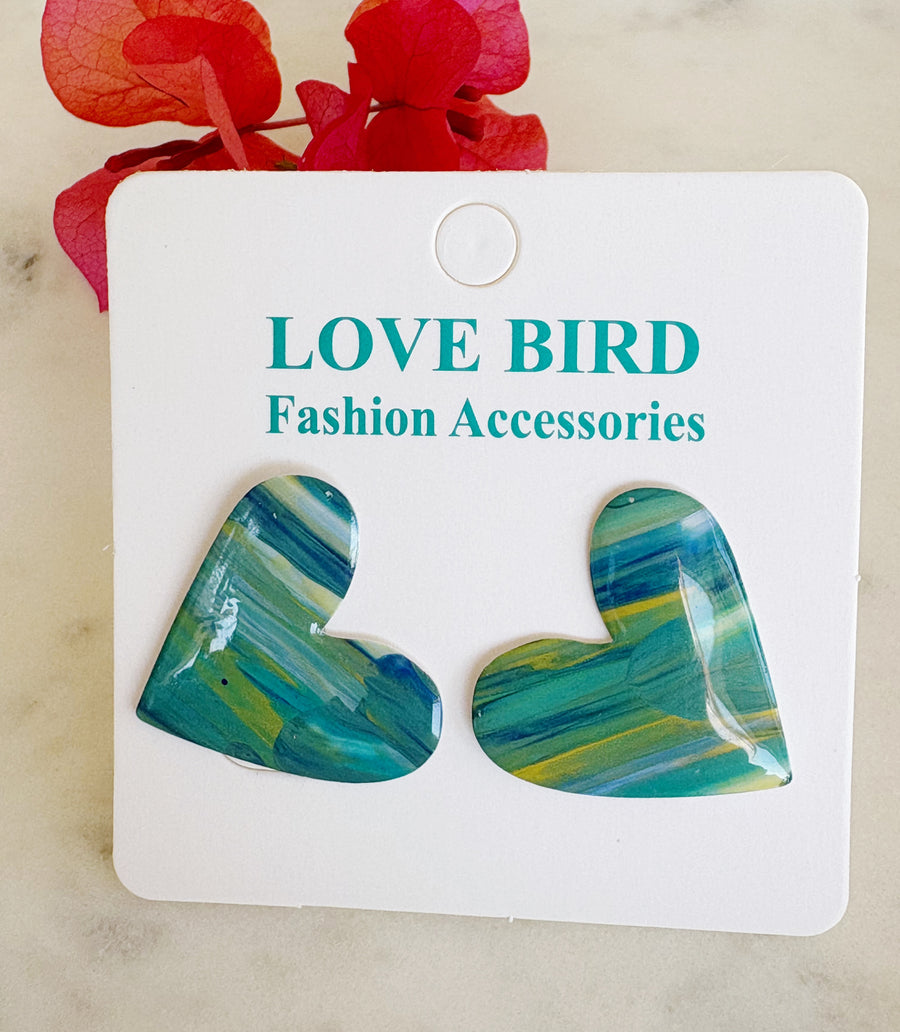Green Heart Resin Studs