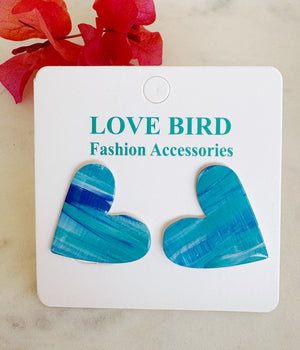 Blue Heart Resin Studs