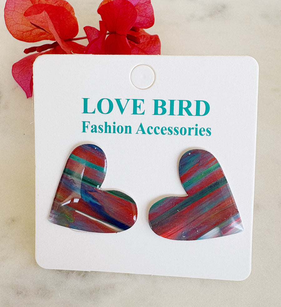 Red Heart Resin Studs