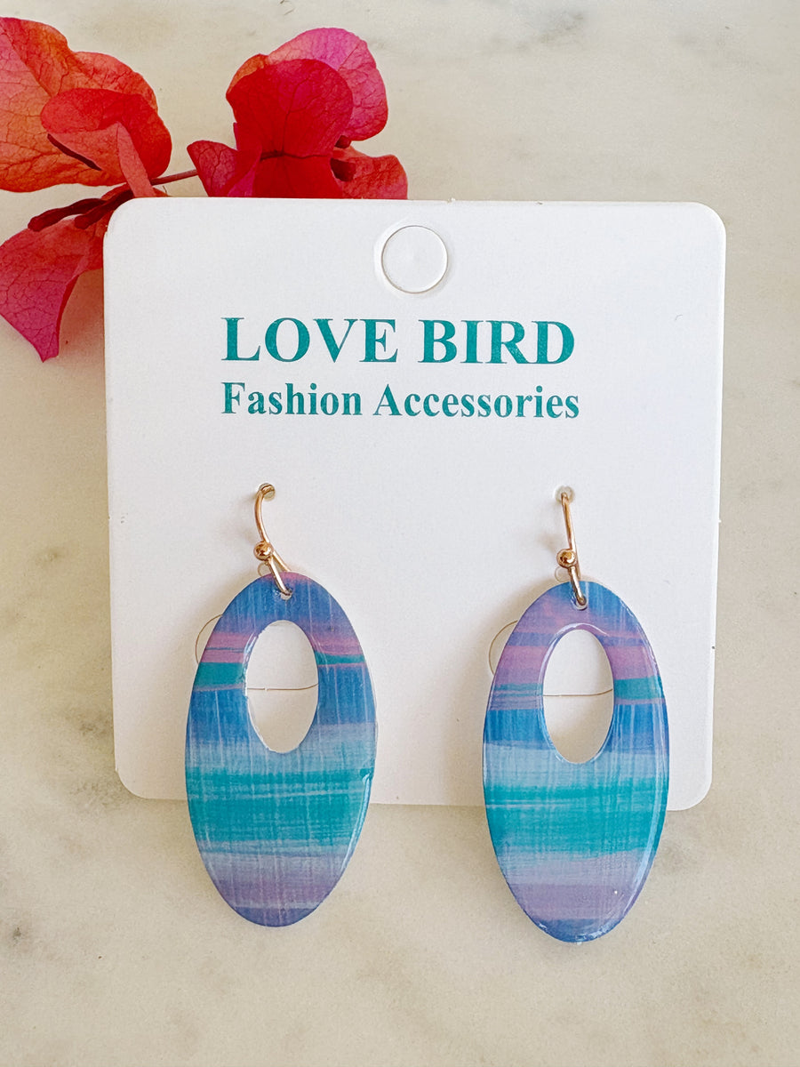 Purple Oval Resin Earrings