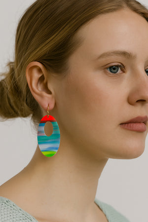 Multi Oval Resin Earrings
