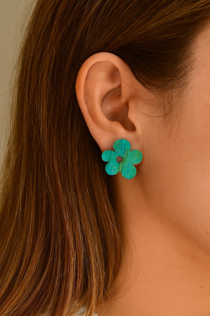Blue Resin Flower Studs