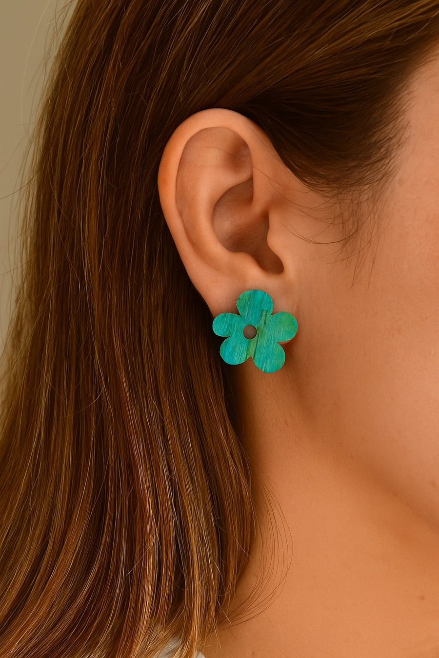 Blue Resin Flower Studs