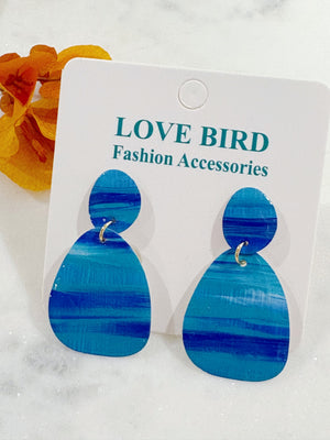 Blue Resin Drop Earrings