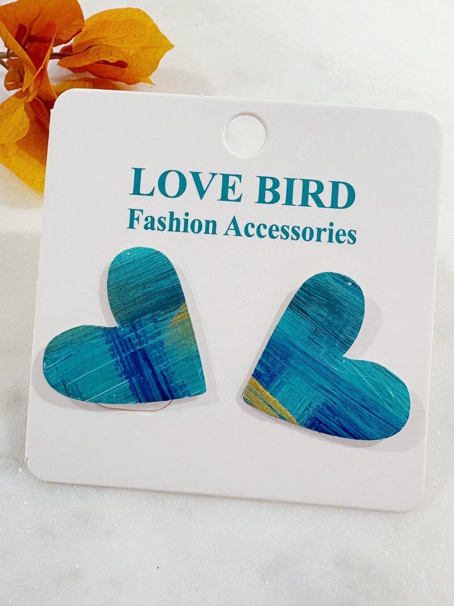 Blue Heart Resin Studs