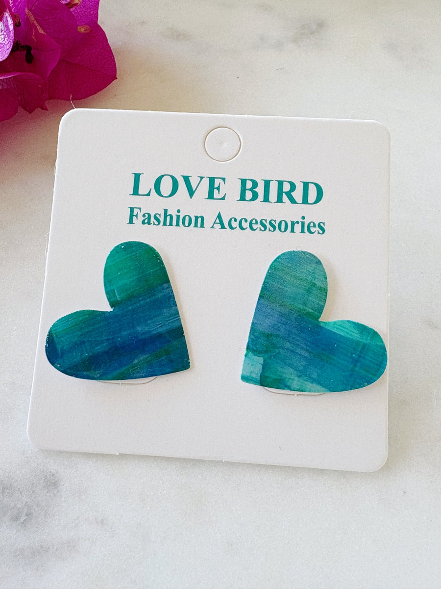 Blue Heart Resin Studs
