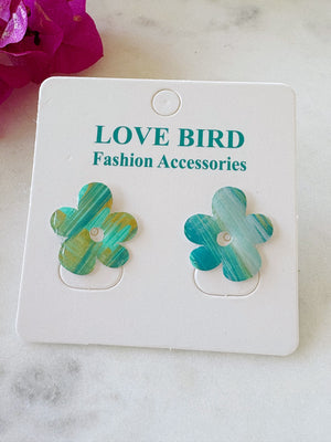 Green Resin Flower Studs