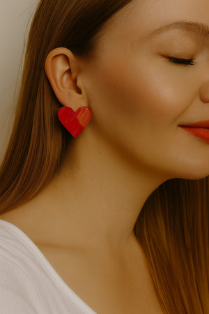 Red Heart Resin Studs