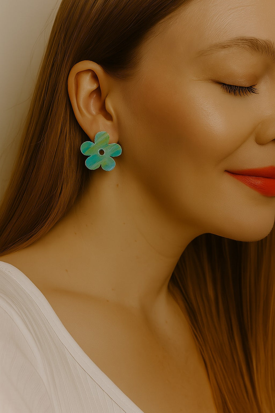 Green Resin Flower Studs