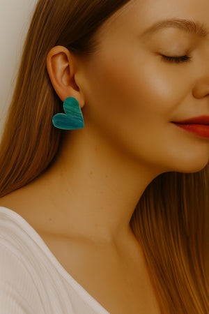 Blue Heart Resin Studs