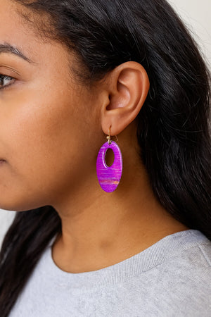 Purple Oval Resin Earrings