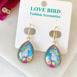 Blue Glass Cockatoo Earrings