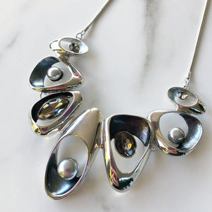 Silver Black Crystal Necklace