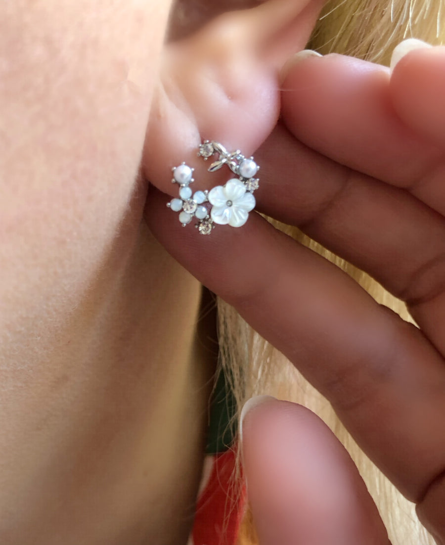 Tiny Silver Wreath Earrings