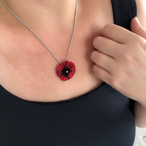 Silver Poppy Pendant Necklace