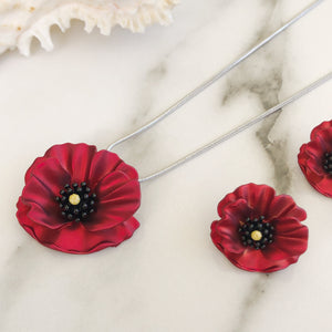 Silver Poppy Pendant Necklace