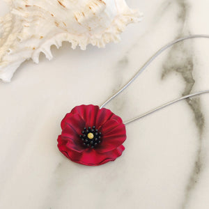 Silver Poppy Pendant Necklace