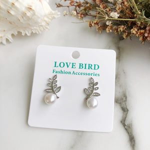 Silver Leaf & Pearl Earrings