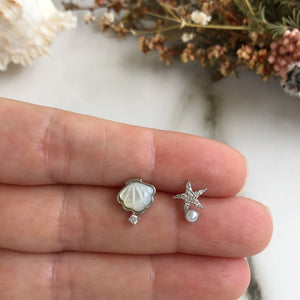 Dainty Clam & Starfish Earrings