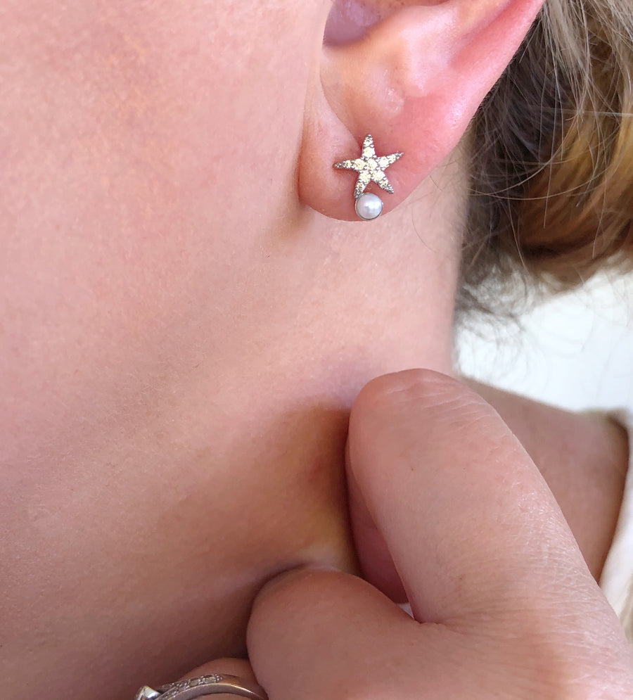 Dainty Clam & Starfish Earrings
