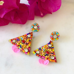 Multicolour Beaded Crystal Earrings