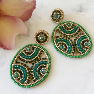 Big Emerald Green Statement Earrings