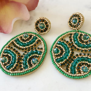 Big Emerald Green Statement Earrings