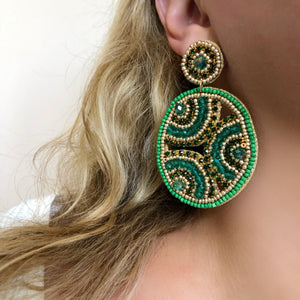 Big Emerald Green Statement Earrings