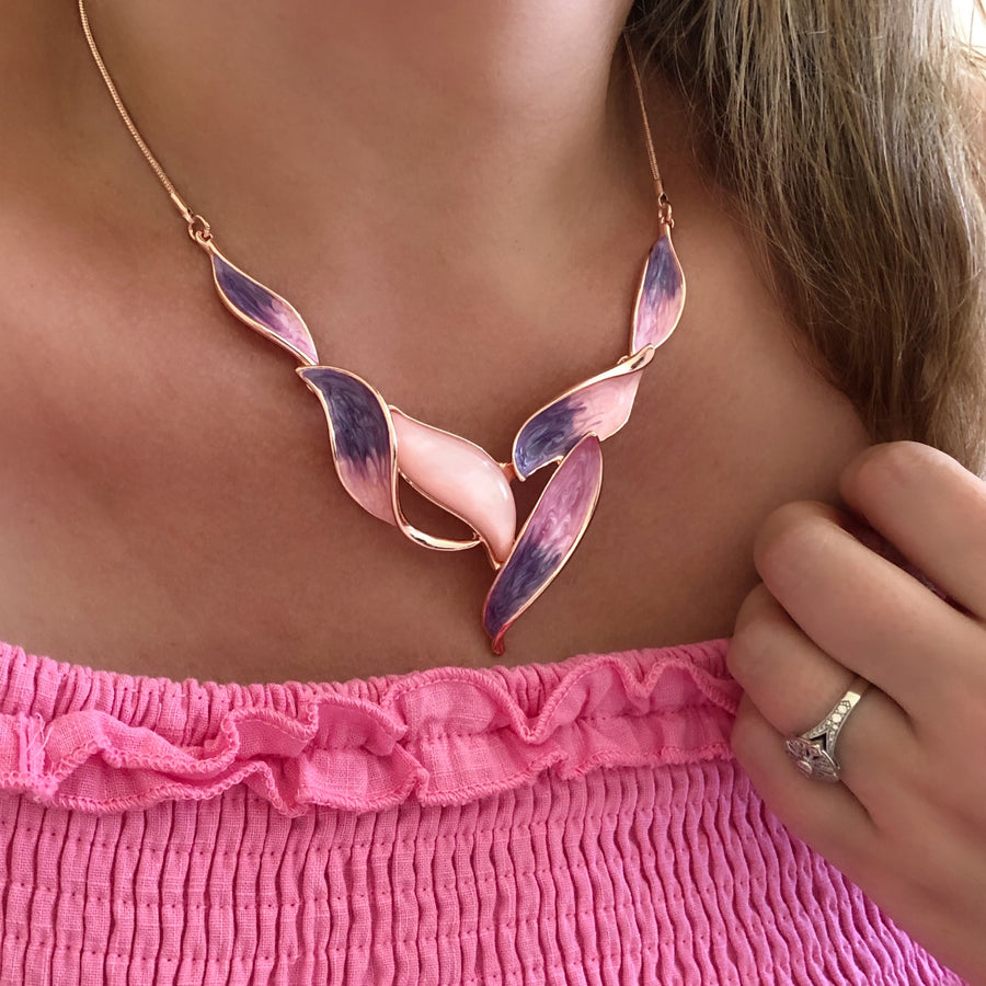 Pink & Purple Rose Gold Necklace