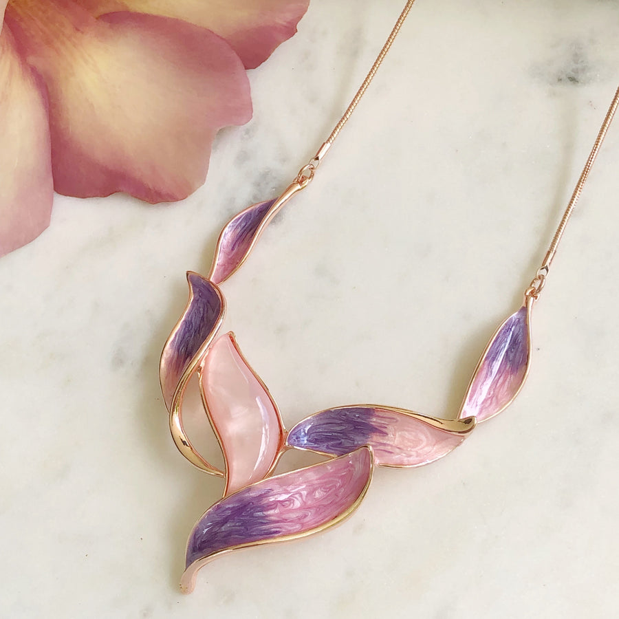Pink & Purple Rose Gold Necklace