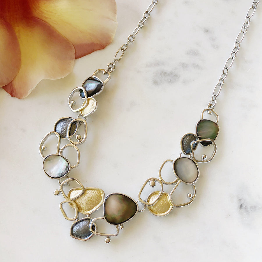 Gold & Grey Shell Necklace