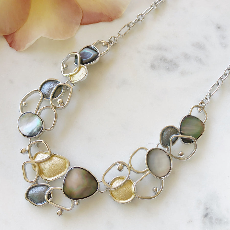 Gold & Grey Shell Necklace