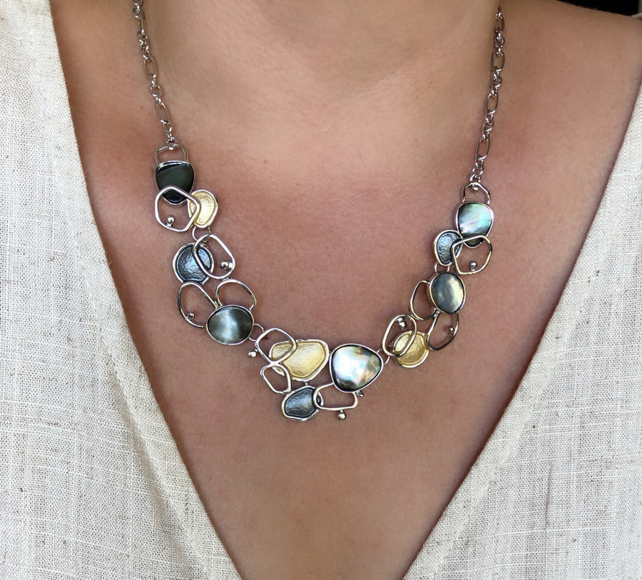 Gold & Grey Shell Necklace