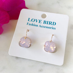 Square Rose Gold Earrings - Pink