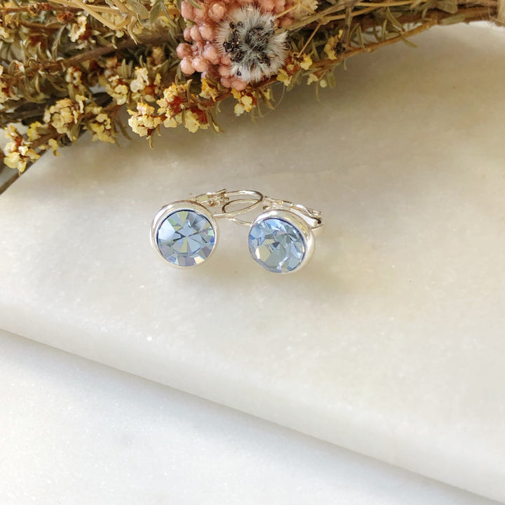 Light blue silver crystal earrings