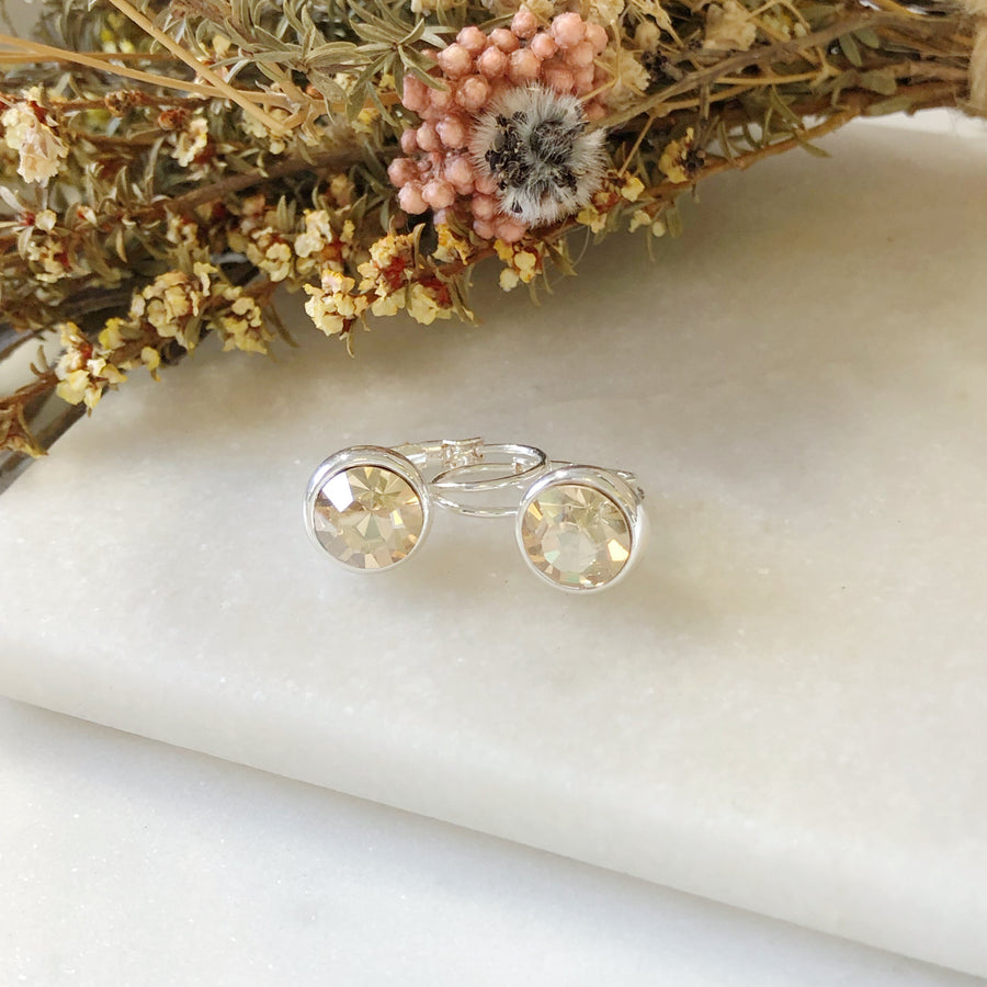 Honey Silver Crystal Earrings